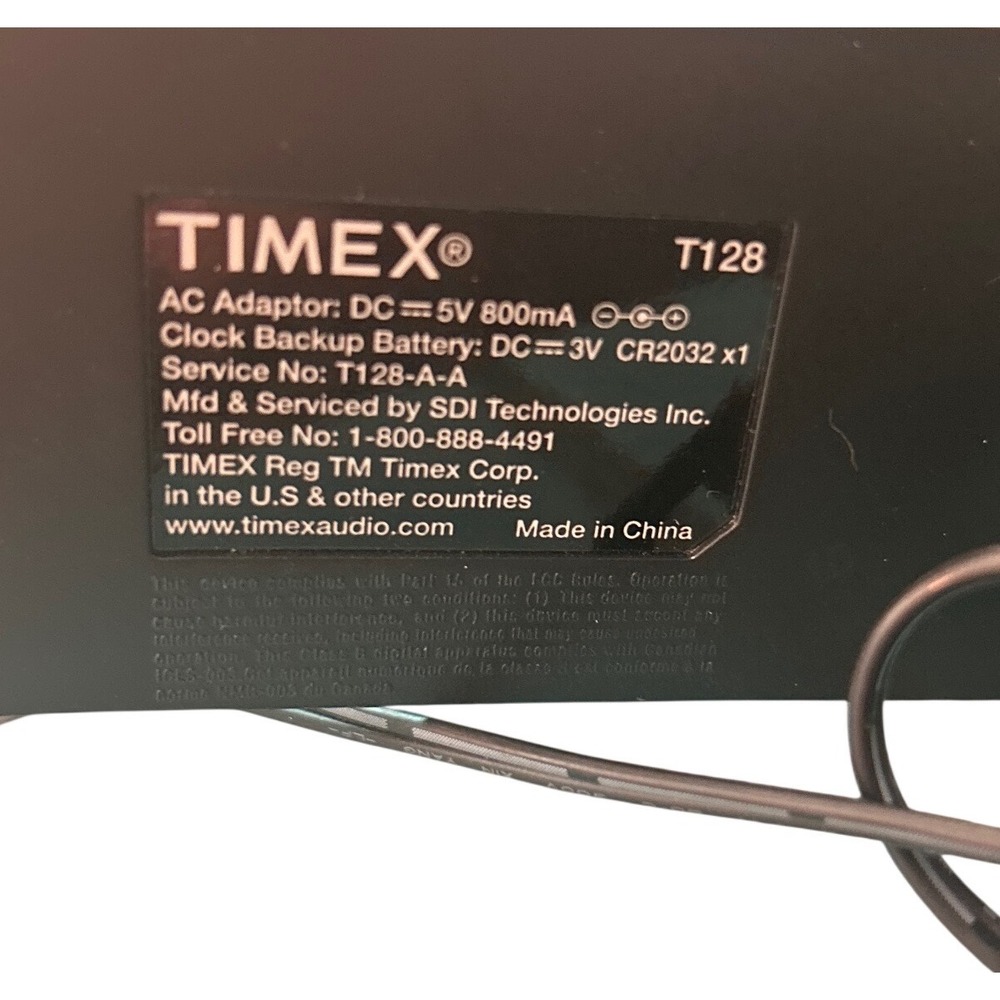 Timex T128 Dual Alarm Clock Red LED Display USB Charging Port Nightlight Black - Picture 5 of 9